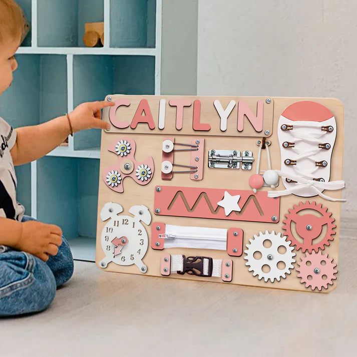 Montessori Busy Board With Customized Baby Name - BB10